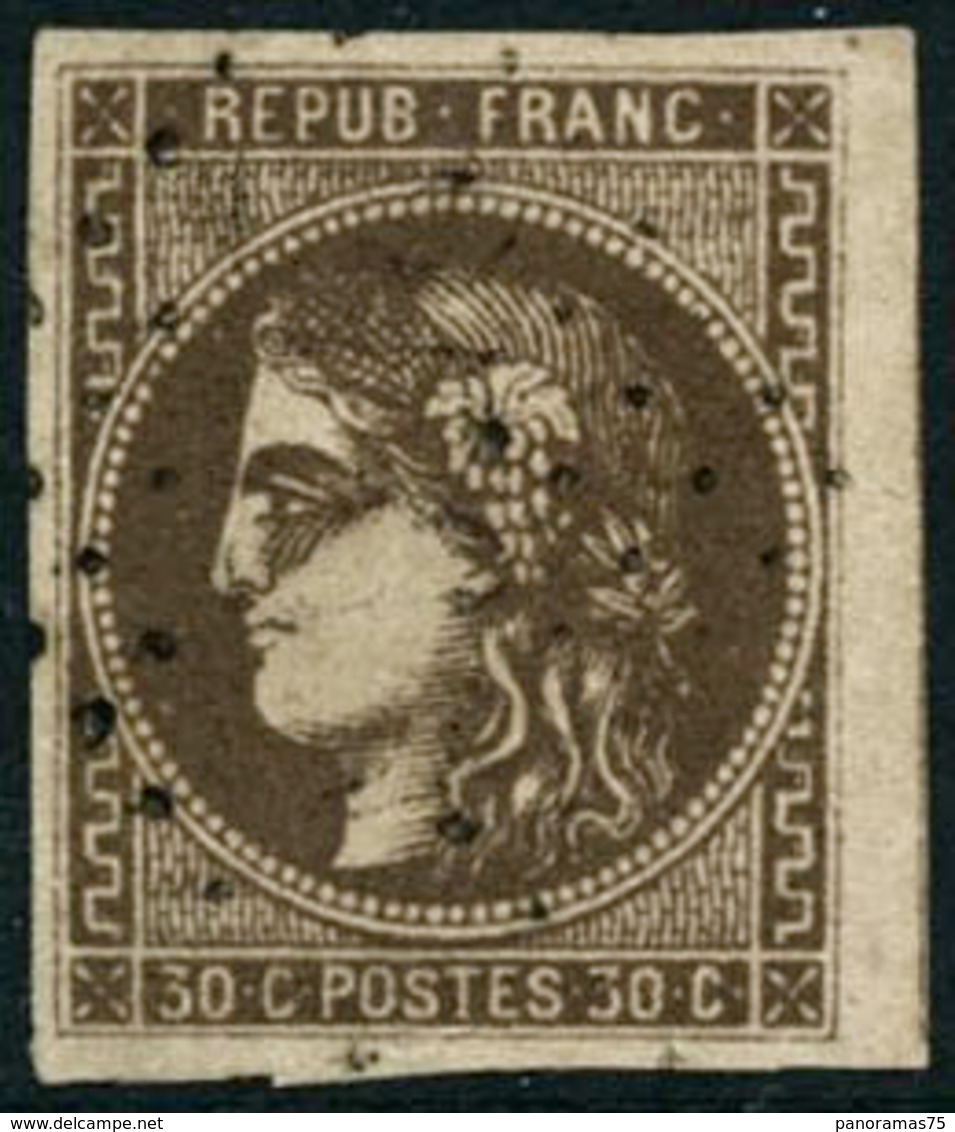 Oblit. N°47 30c Brun, Signé JF Brun - TB - 1870 Bordeaux Printing