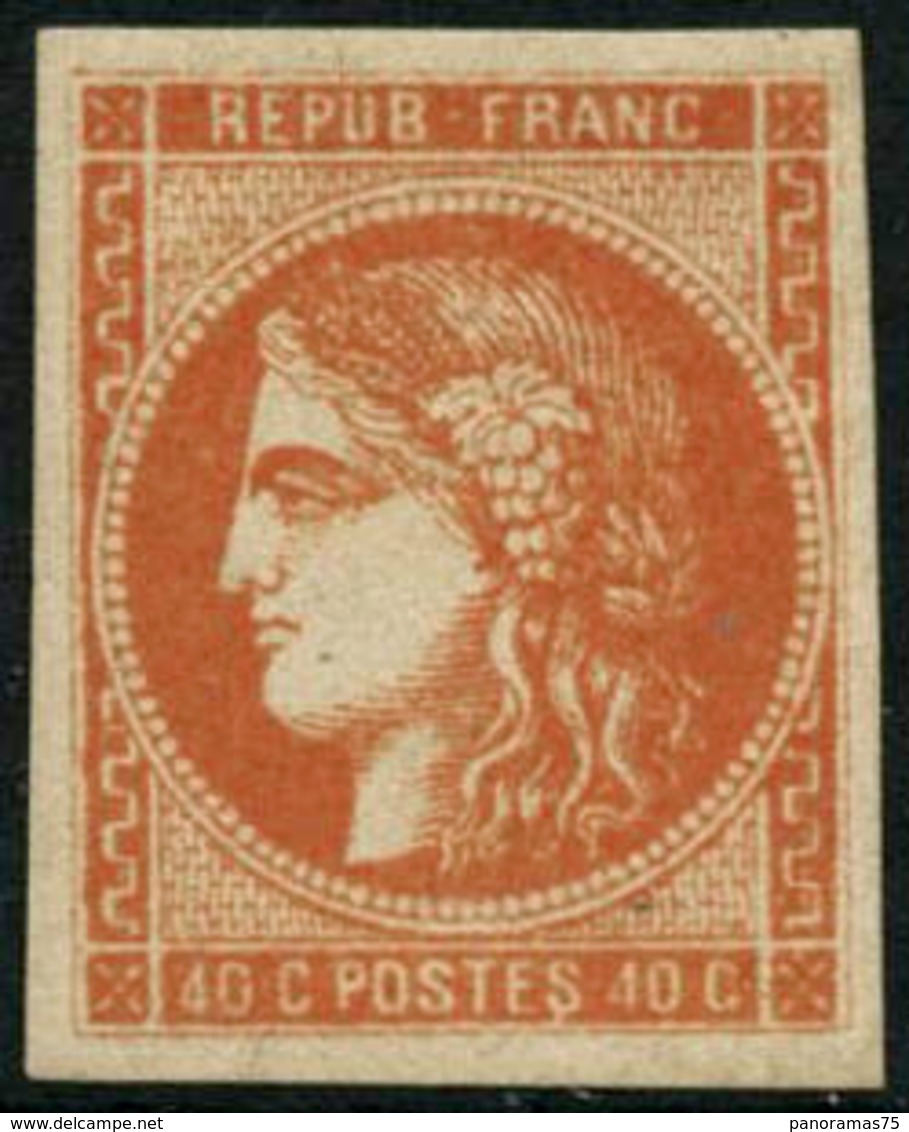 ** N°48 40c Orange, Signé JF Brun - TB - 1870 Bordeaux Printing