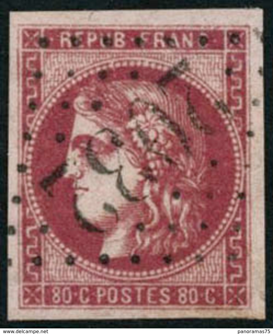 Oblit. N°49 80c Rose - TB - 1870 Bordeaux Printing