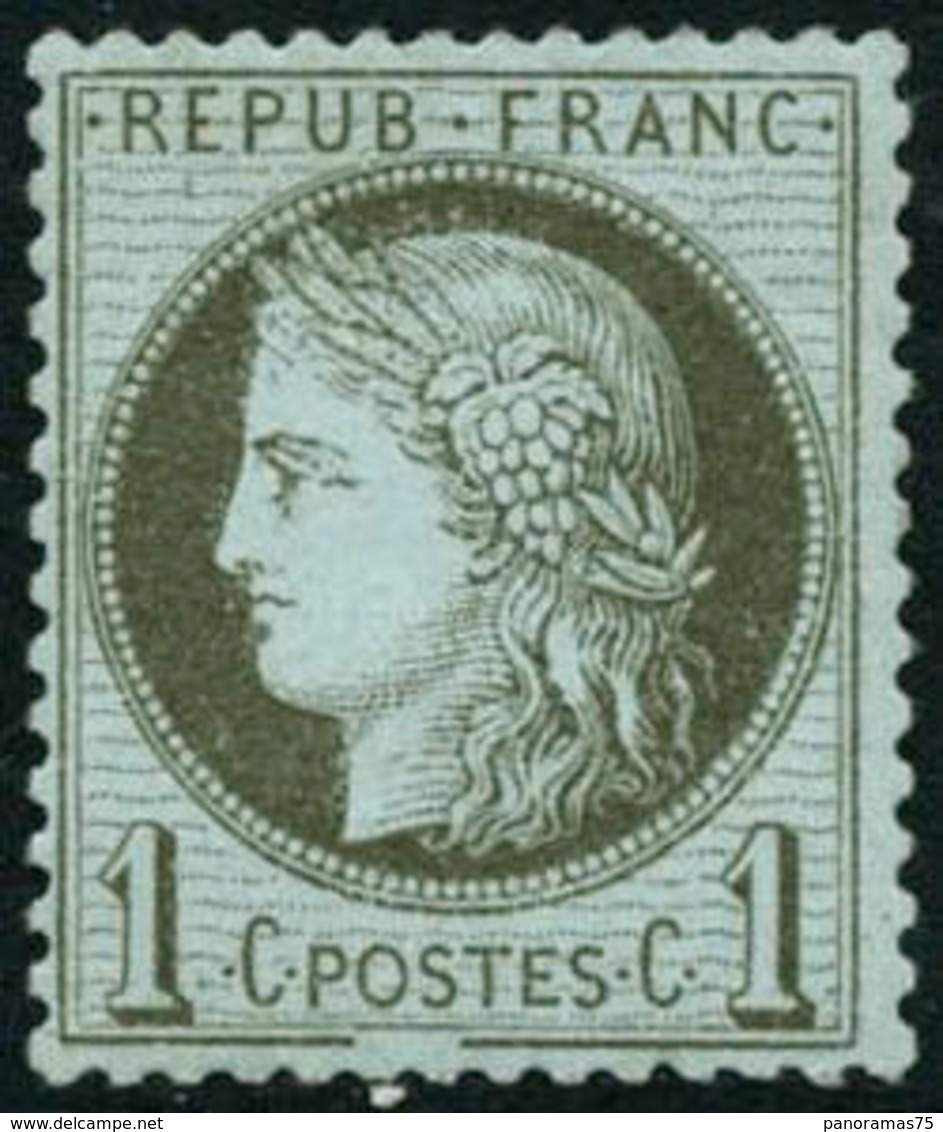 ** N°50b 1c Vert-olive , Trait Inférieur Du Cadre Brisé - TB - 1871-1875 Cérès