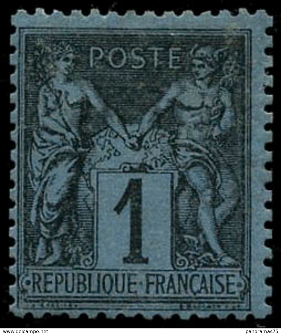 * N°84 1c Noir S/bleu De Prusse, Signé Calves - TB - 1876-1898 Sage (Type II)