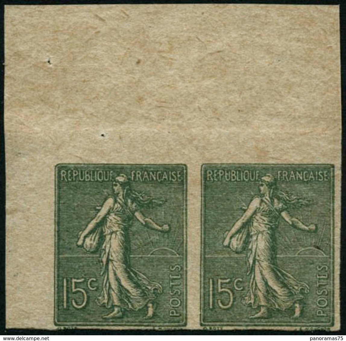 ** N°130g 15c Vert Gris ND Paire - TB - Other & Unclassified