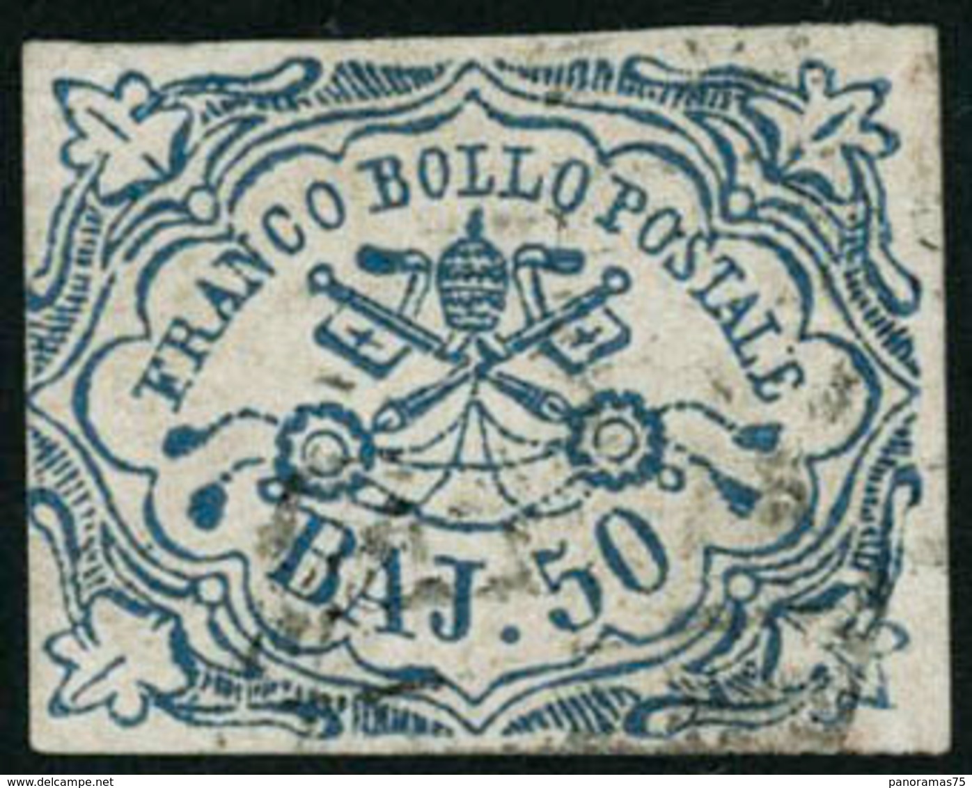 Oblit. N°10 50b Bleu - B - Papal States