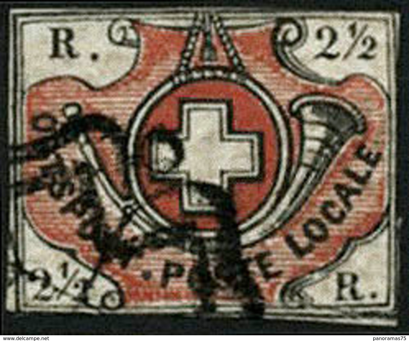 Oblit. Zurich N°11 2 1/2r Noir Et Rouge, Marges Minimum - B - Other & Unclassified