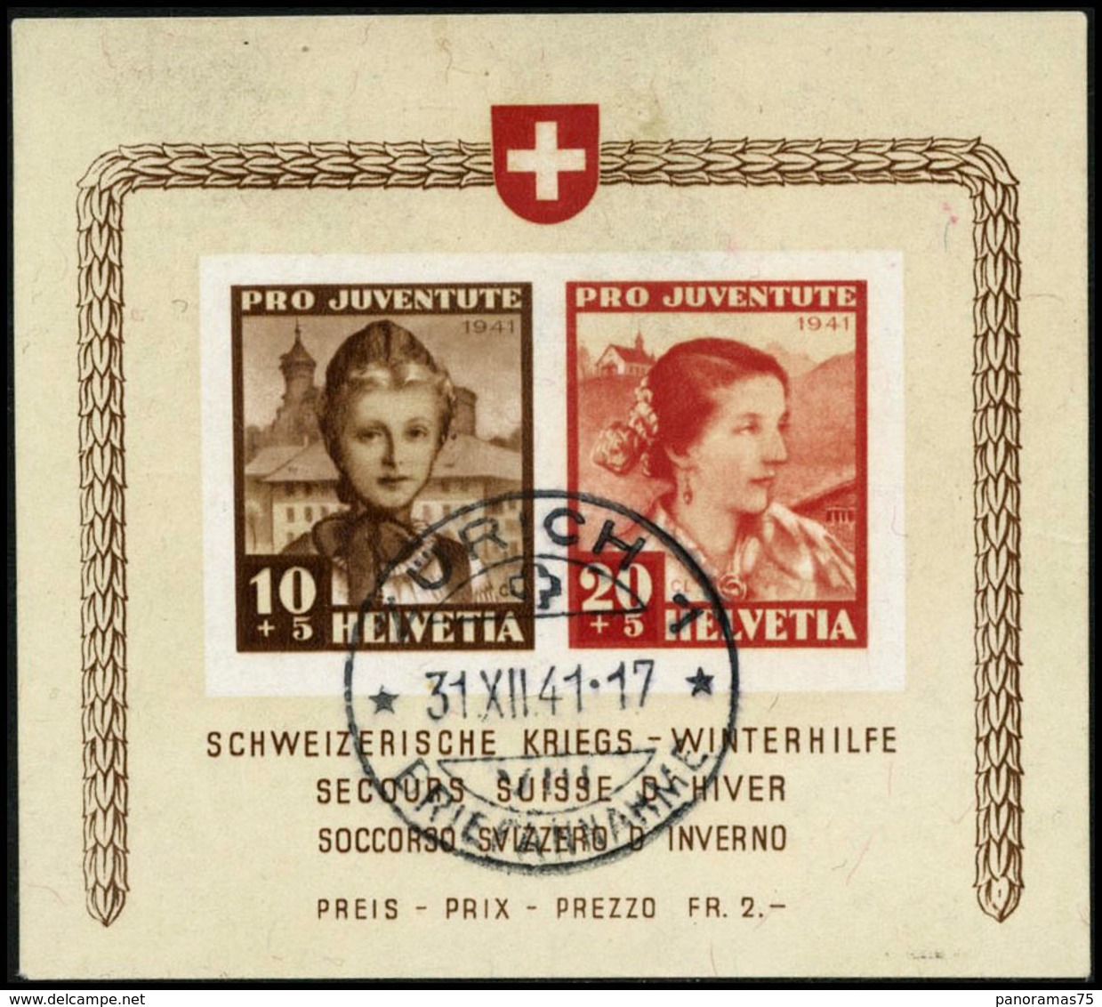 Oblit. N°6 Le Bloc Du Secours Suisse D'hiver 1941 - TB - Altri & Non Classificati