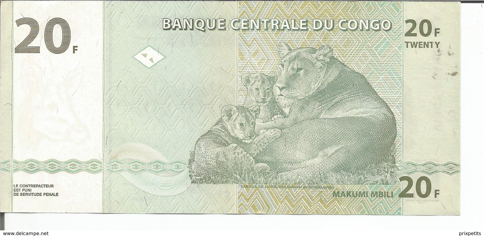 °  BILLET CONGO 20  ° - Non Classés