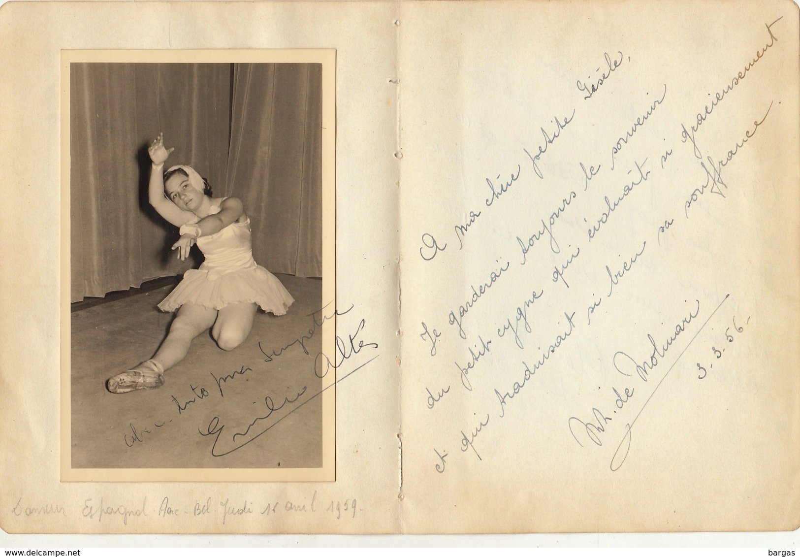 Autographes De Danse Emilio Altes De Molinari Claudette - Autres & Non Classés