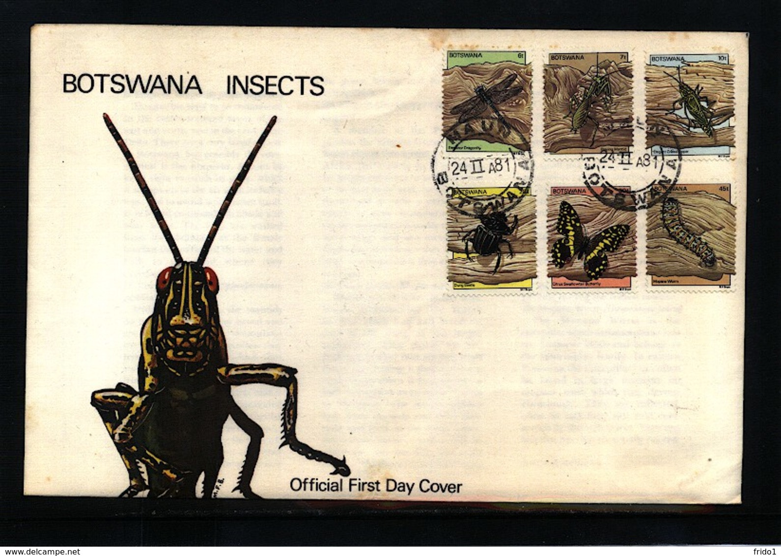 Botswana 1981 Insects FDC - Schmetterlinge