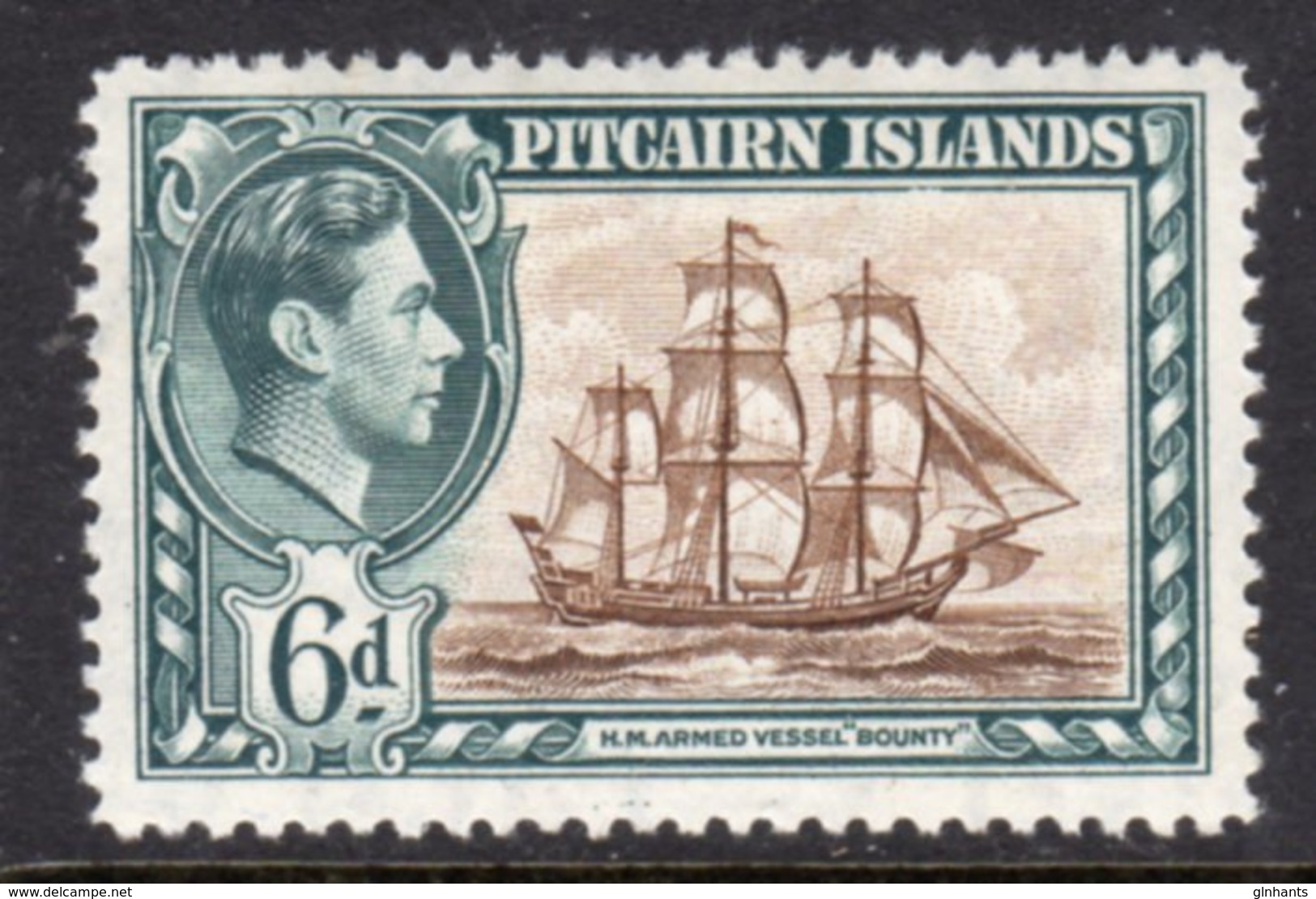 PITCAIRN ISLANDS - 1940 1 6d KGVI SHIP STAMP FINE MINT LMM * SG6 - Pitcairn Islands