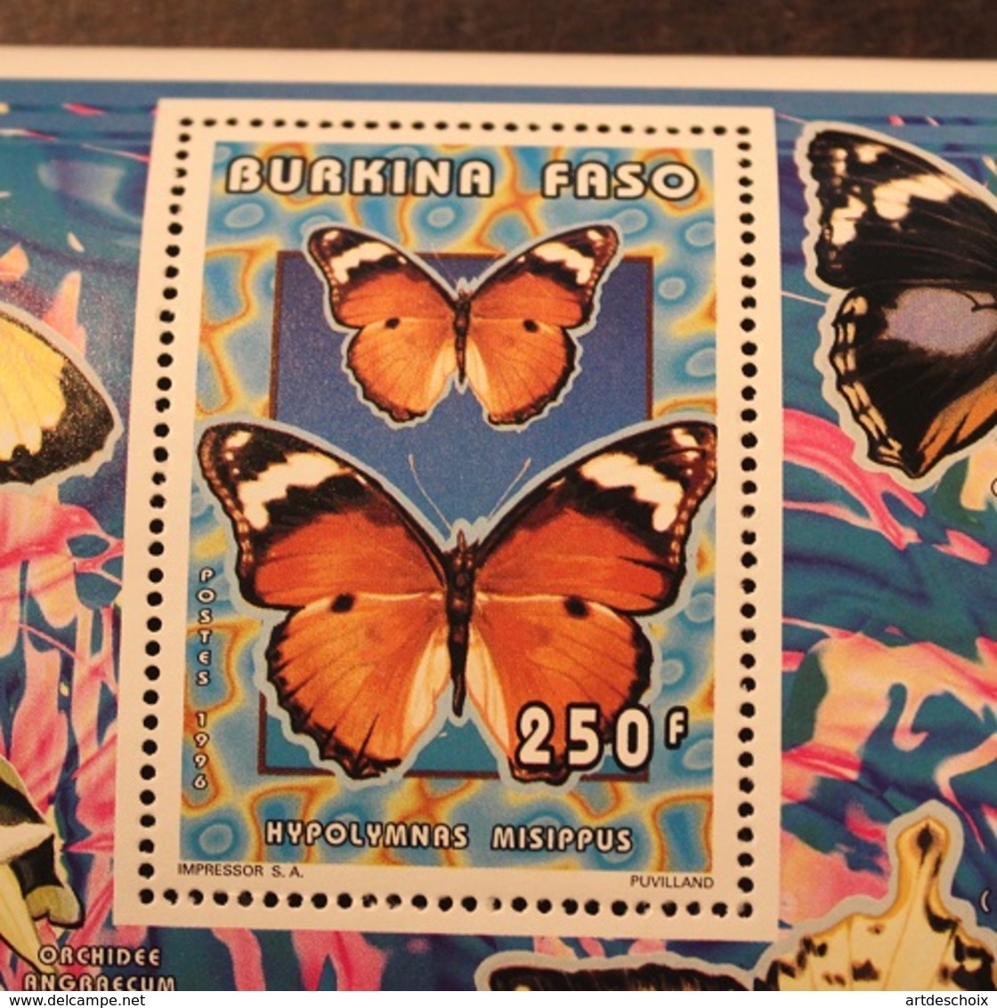 BURKINA FASO BLOC PAPILLONS HYPOLYMNAS MISIPPUS  NEUF - Burkina Faso (1984-...)