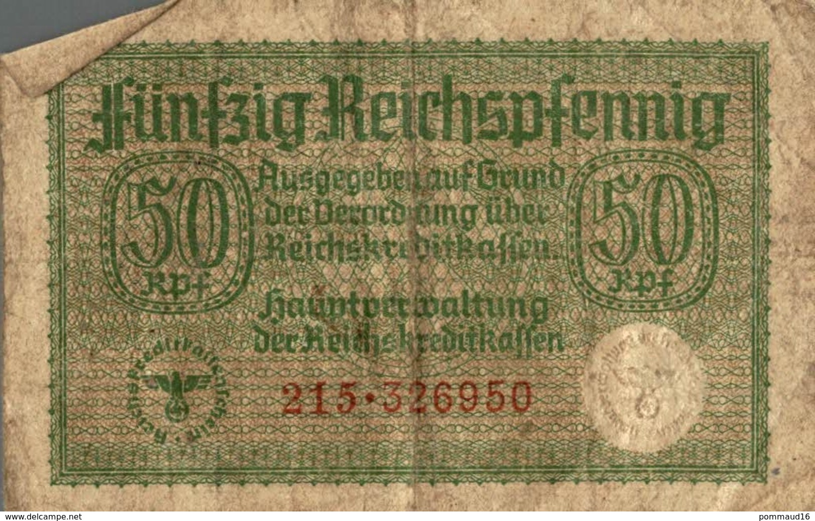 Billet Fünfzig Reichspfenning 50 - 50 Reichsmark