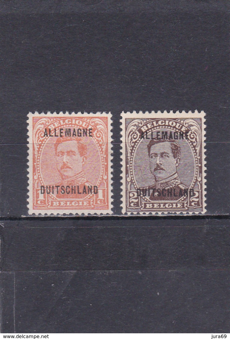 Allemagne Occupation Belge Neuf * 1919-21  N° 1/2  Tp De Belgique Surchargé - OC38/54 Occupation Belge En Allemagne