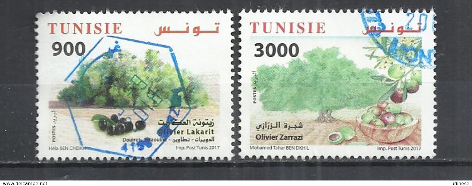 TUNISIA 2017 - OLIVE TREES - CPL.SET - POSTALLY USED OBLITERE GESTEMPELT USADO - Tunisie (1956-...)