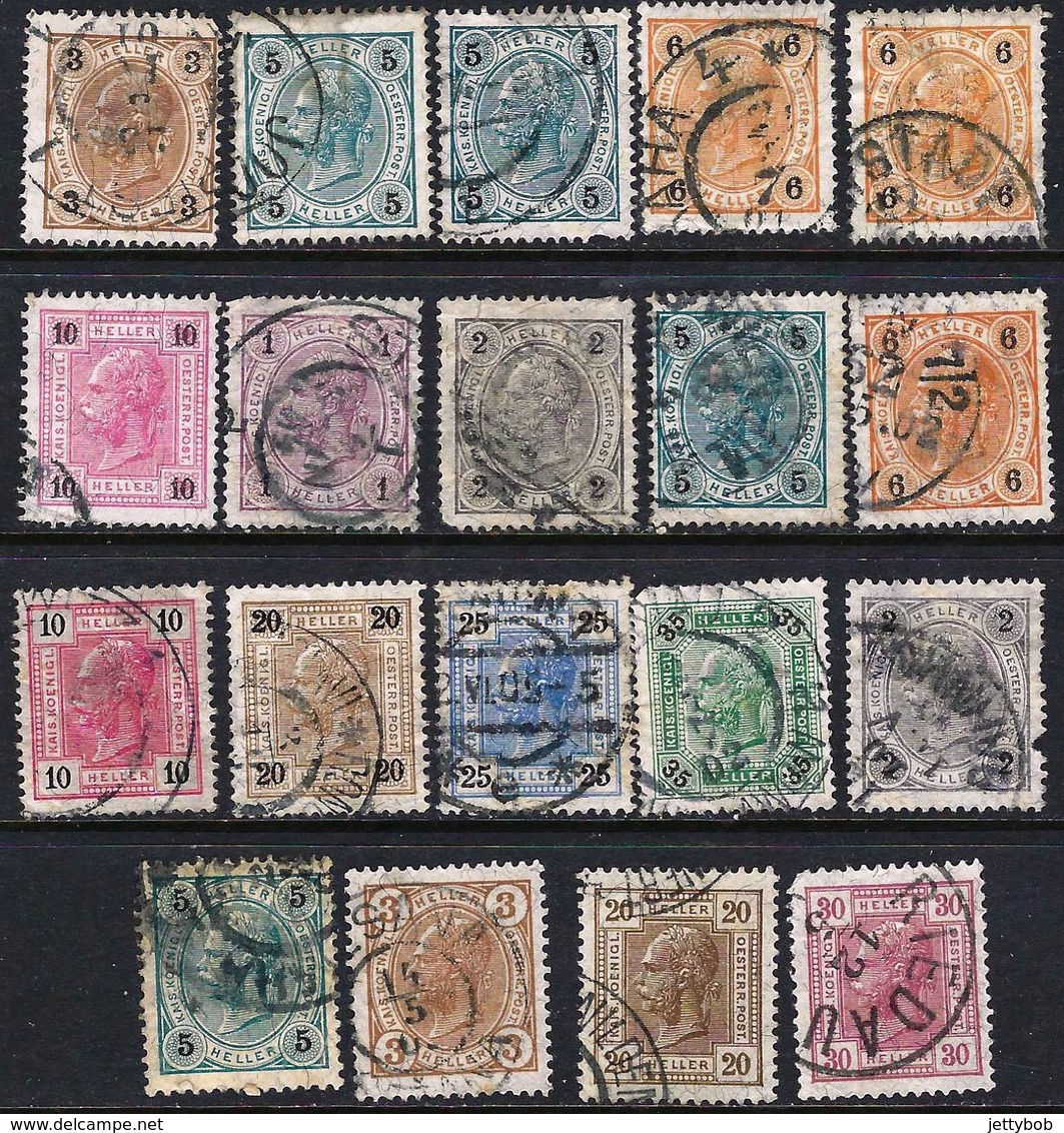 AUSTRIA 1899-1906 Heller Definitives 19 Values Used - Used Stamps