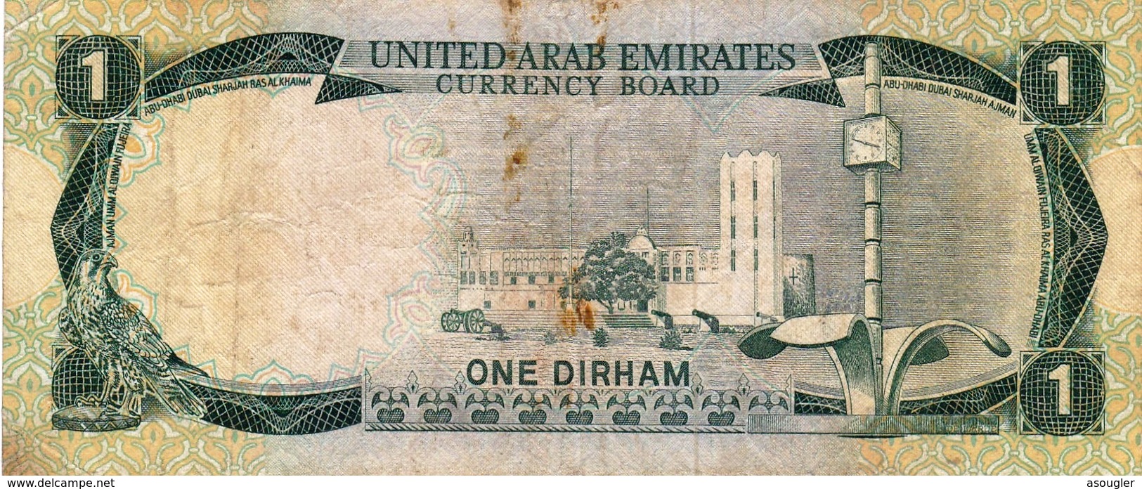 United Arab Emirates UAE 1 Dirham ND 1973 F-VF P-1a "free Shipping Via Registered Air Mail" - Emiratos Arabes Unidos