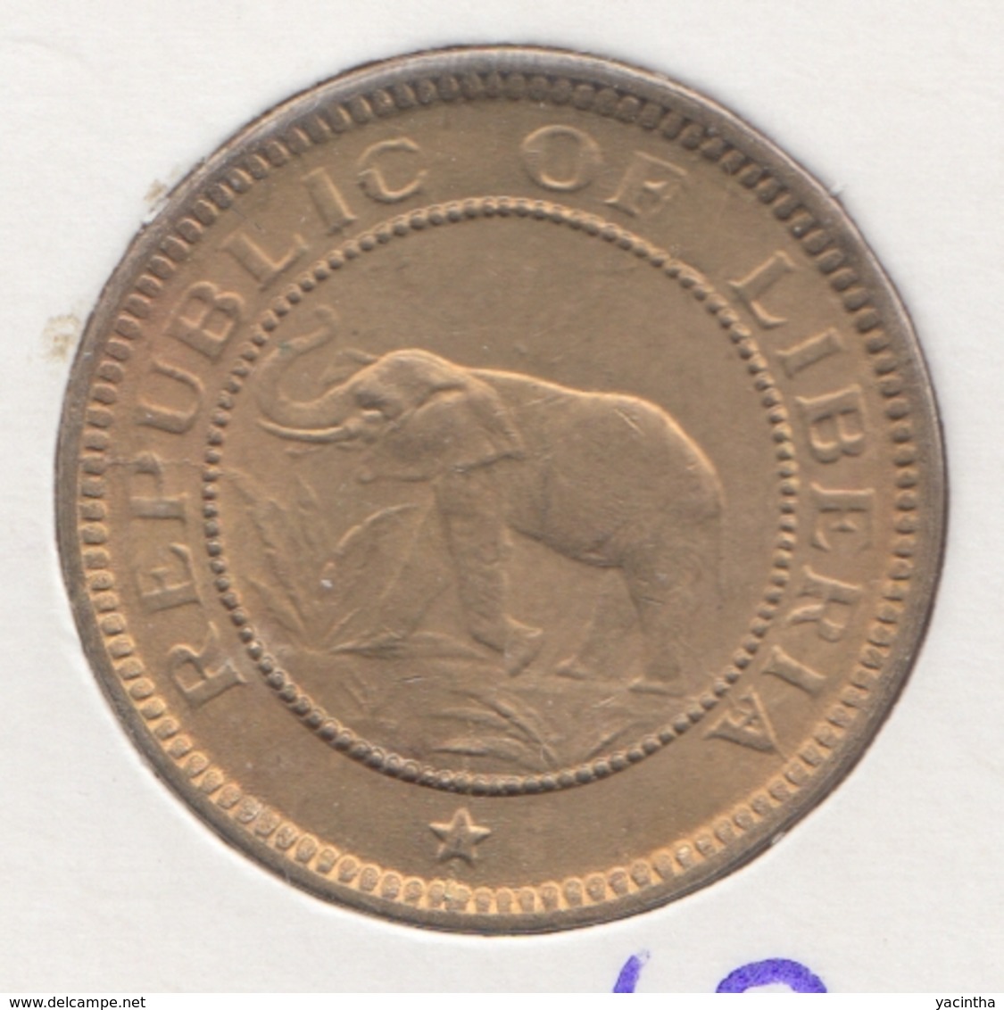 @Y@    Liberia  1/2  Cent  1937    Olifant / Elephant     (3068)   UNC - Liberia