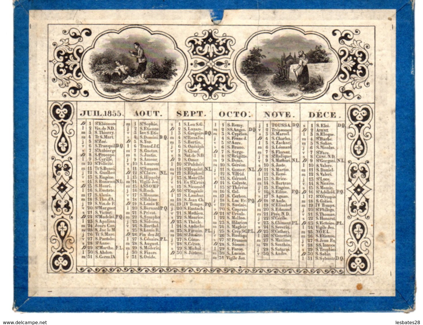 ALMANACH-CALENDRIER  Lithographie  1855  Allégorie  Vie à La Campagne    Second Emprire Napoléon III - Klein Formaat: ...-1900
