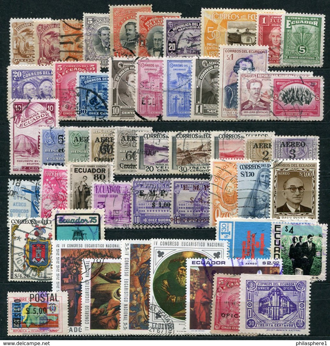 Ecuador Lot          O  Used +  (*)  No Gum       (304) - Ecuador