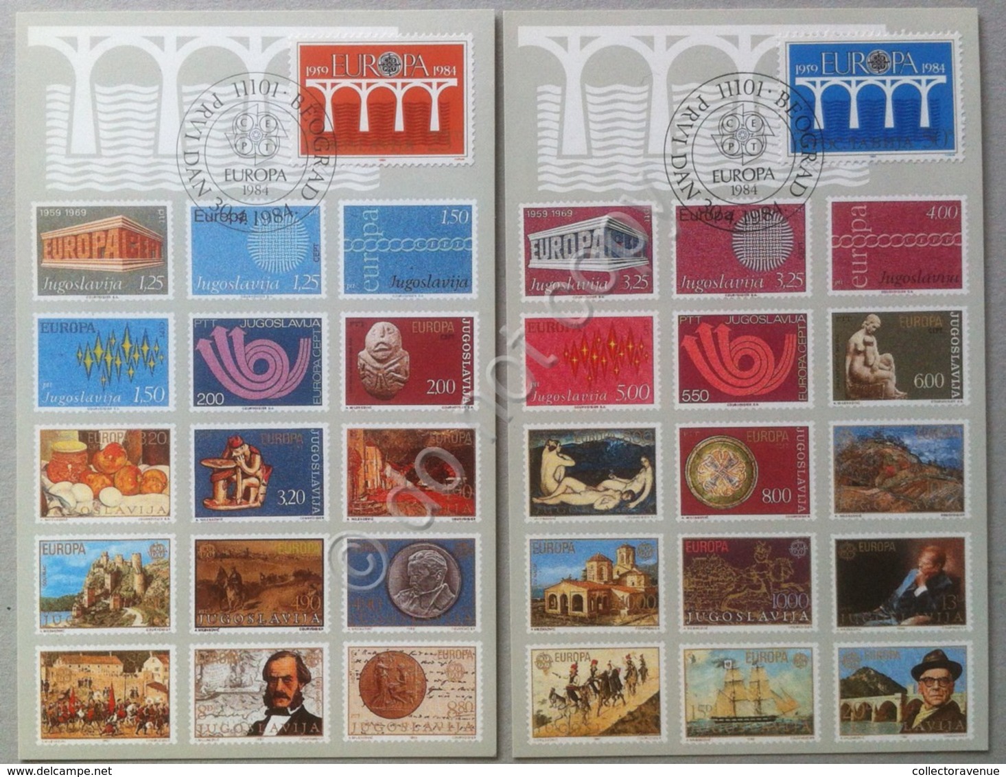 FDC Jugoslavia 1984 - 2 Cartoline Maximum Europa CEPT - Non Classificati