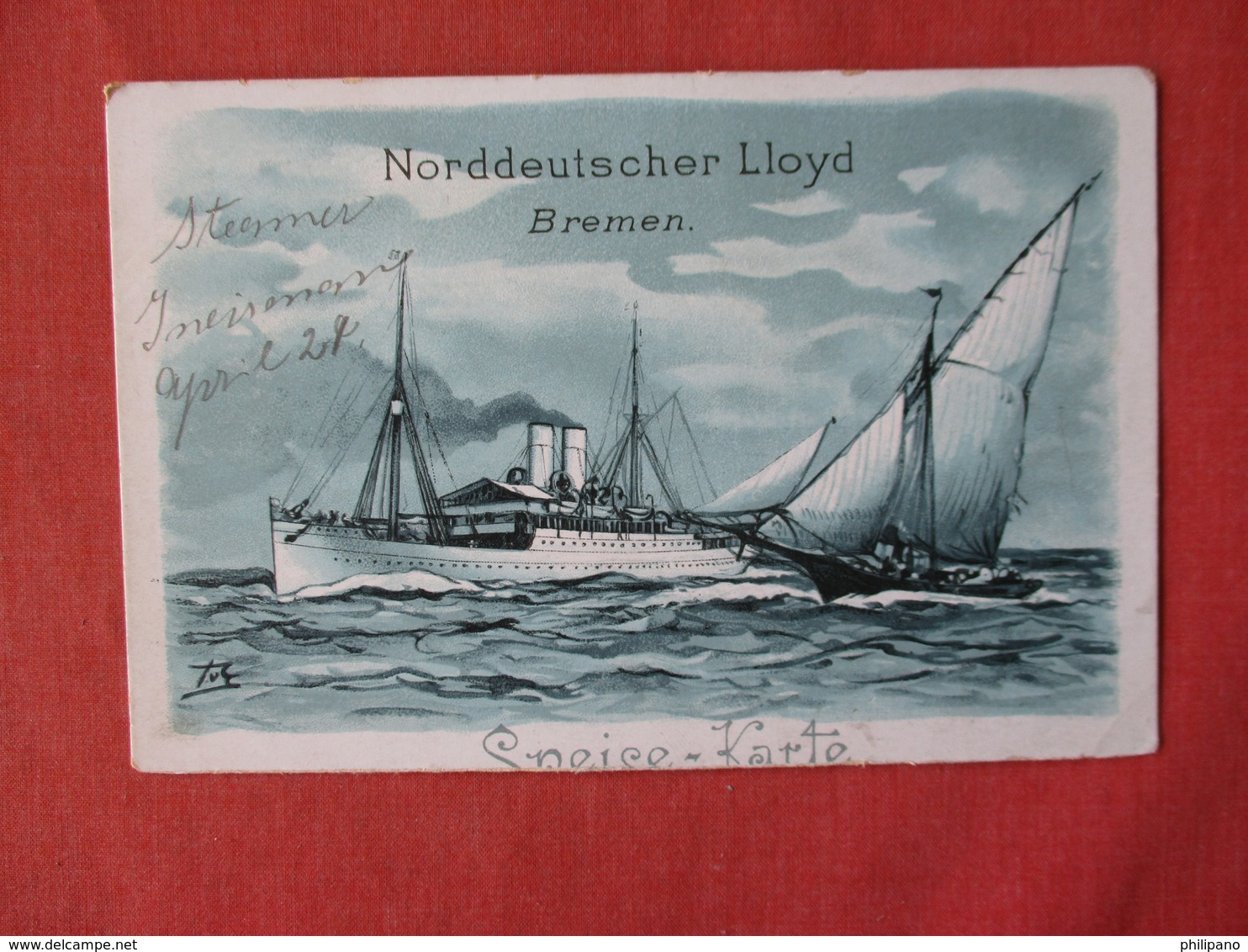 Signed Artist  Norddeutscher Lloyd Breman   Ref 3155 - Raleigh