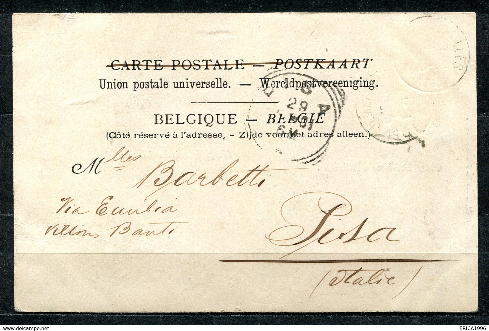 CARTOLINA CV2353 BELGIO BELGIQUE Namur (Onoz, Mazy, Grand Manil), 1901, Viaggiata Per L'Italia, Formato Piccolo, Francob - Namur