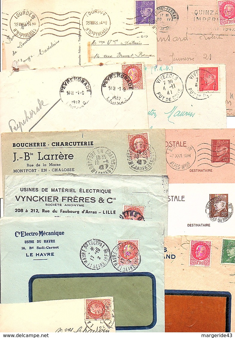 FRANCE MARCOPHILIE TYPES PETAIN LOT DE LETTRES 630 GRAMMES - Lots & Kiloware (mixtures) - Min. 1000 Stamps