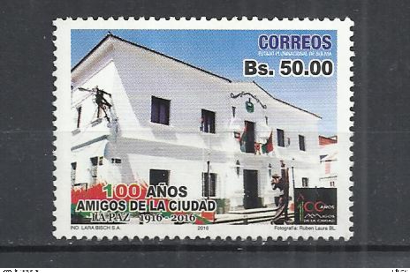 BOLIVIA 2016 - 100 YEARS AMIGOS DE LA CIUDAD - POSTALLY USED OBLITERE GESTEMPELT USADO - Bolivie