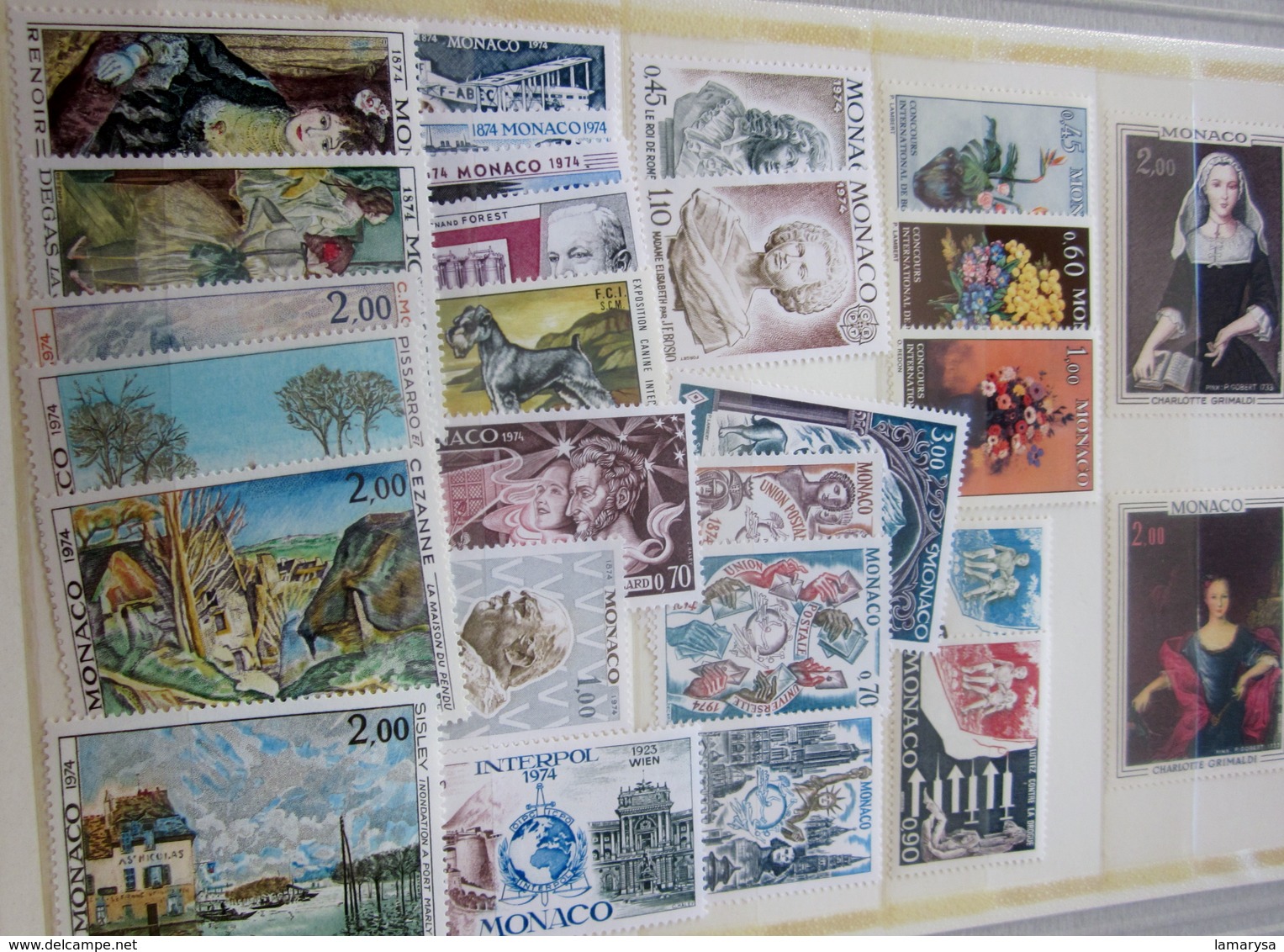 MONACO Lot de 81 timbres en Neuf ** MNH dans album pochette bandes  Marini Belle cote Générale faire défiler les scanns