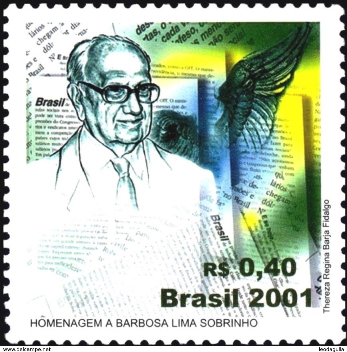 BRAZIL #2800  - HOMMAGE TO WRITER  BARBOSA LIMA SOBRINHO  -  1v  2001  - MINT - Ongebruikt