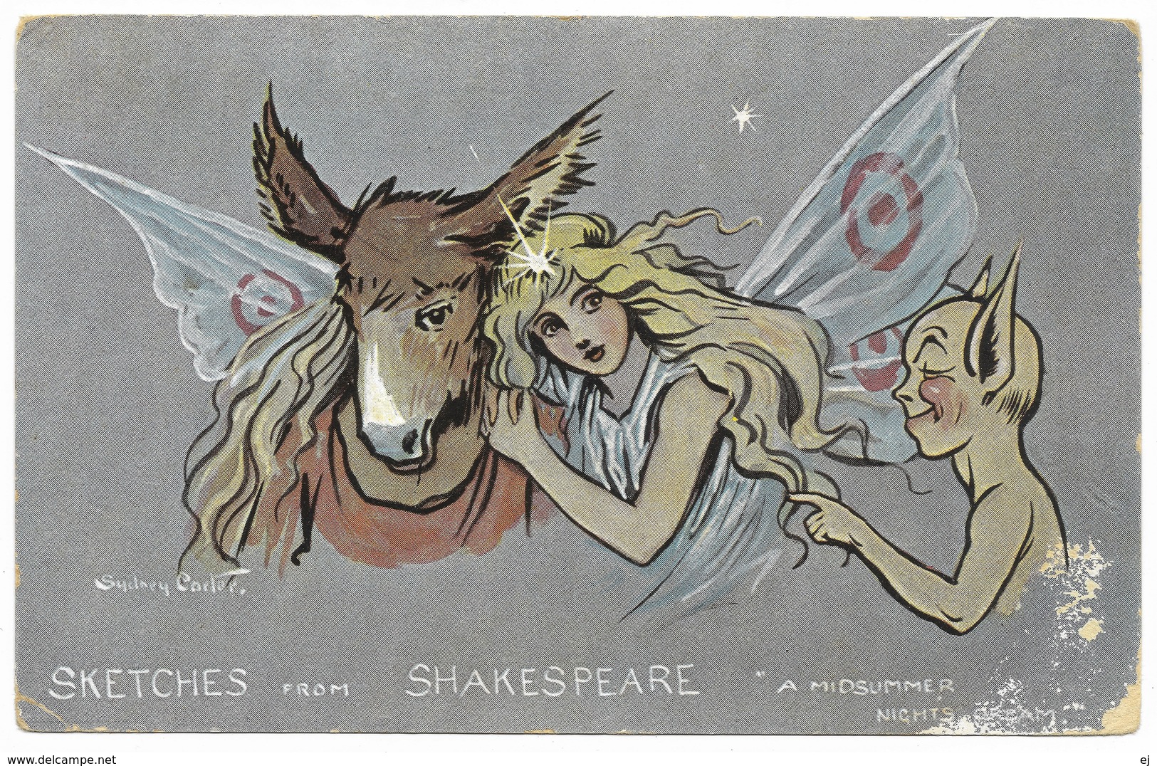 Sketches From Shakespeare Midsummer Night's Dream By Sydney Carter Postmark 1906 Hildesheimer - Other & Unclassified
