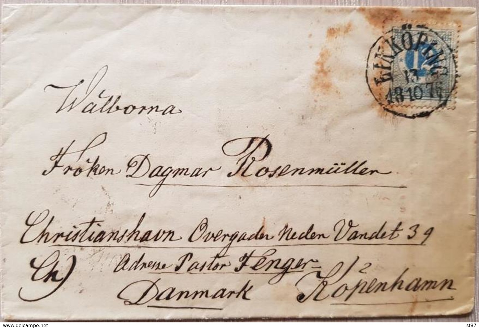 Sweden Linköbing 1876 To Denmark - Other & Unclassified