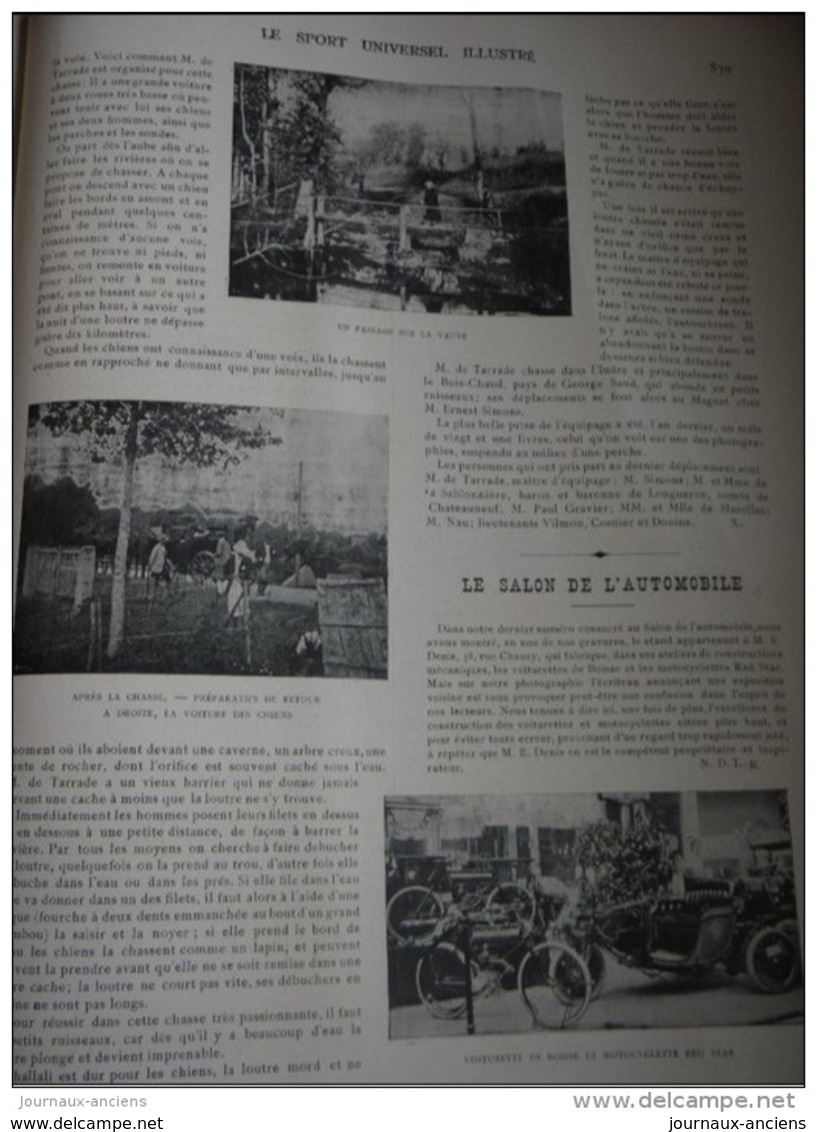 1902 CHASSE À LA LOUTRE - SUR LA VAUVE - BORD DE LA BOURZANNE - PONDERON -  EQUIPAGE M. DE TARRADE - 1900 - 1949