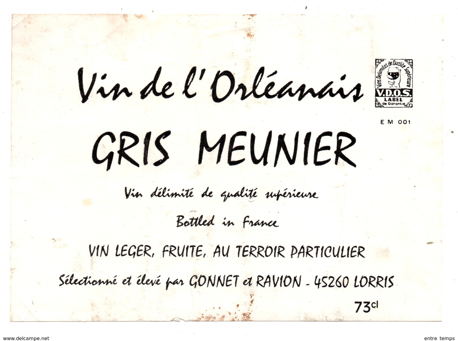 Lorris Etiquette VinGris Meunier Gonnet Ravion - Rosé (Schillerwein)