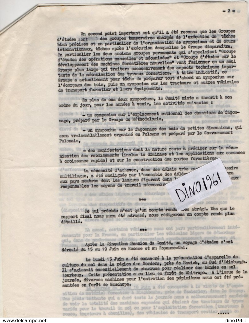 VP14.435 - NANCY 1964 - Lettre De Mr AYRAL Chef .... & Rapport De Mr VENET Ingénieur En Chef Des Eaux & Fôrets - Collections