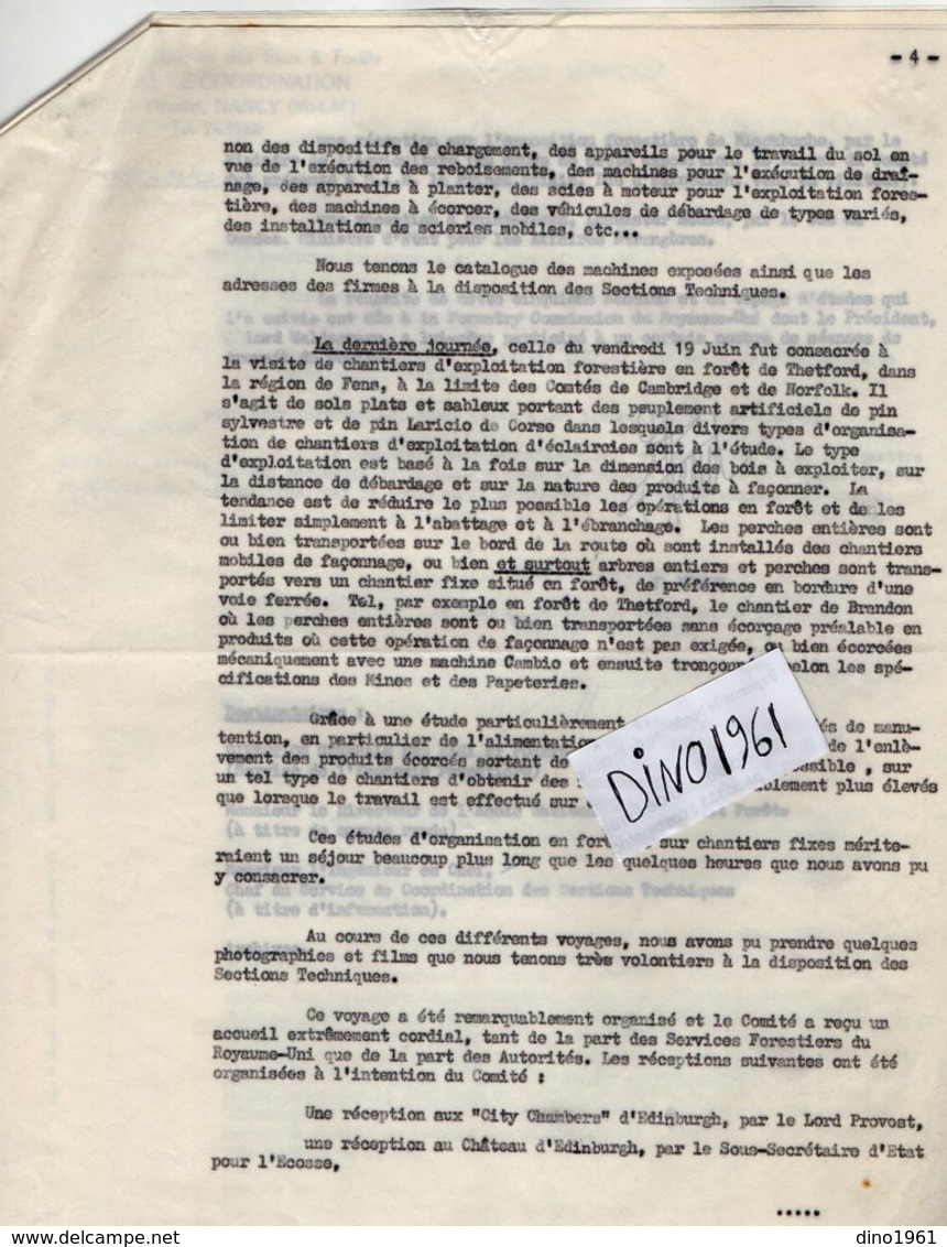 VP14.435 - NANCY 1964 - Lettre De Mr AYRAL Chef .... & Rapport De Mr VENET Ingénieur En Chef Des Eaux & Fôrets - Collections