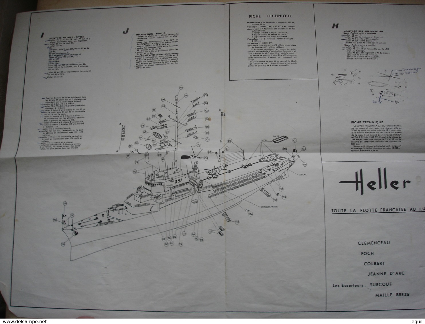 sept plans de maquettes de bateaux militaire et commerce