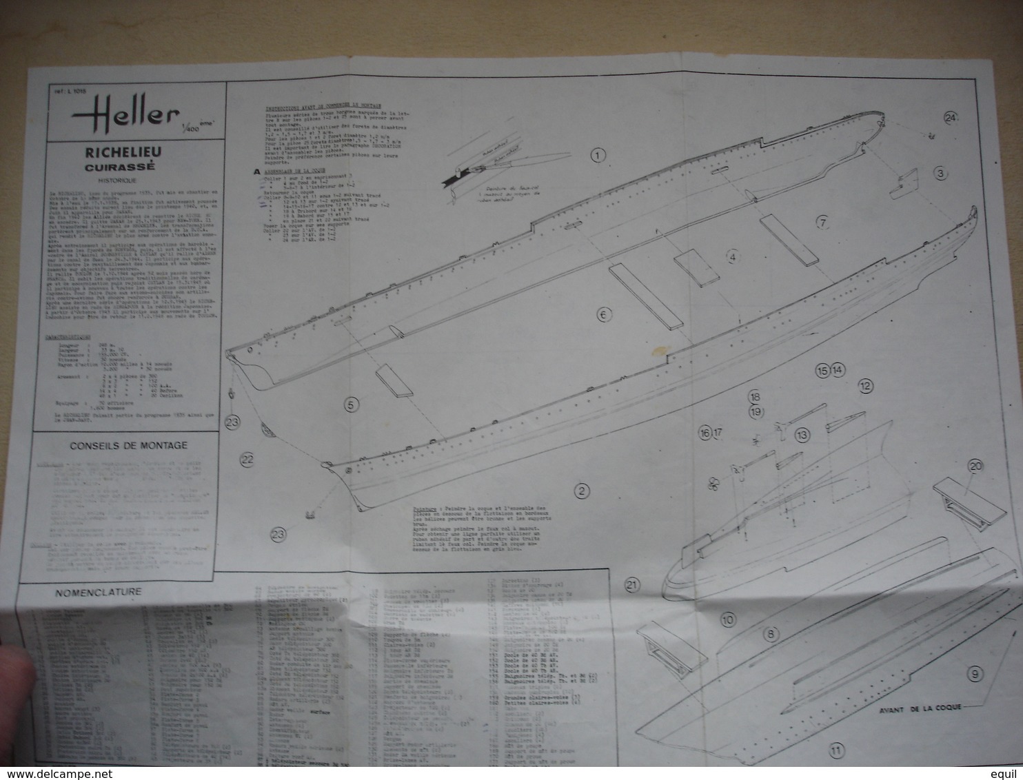 sept plans de maquettes de bateaux militaire et commerce