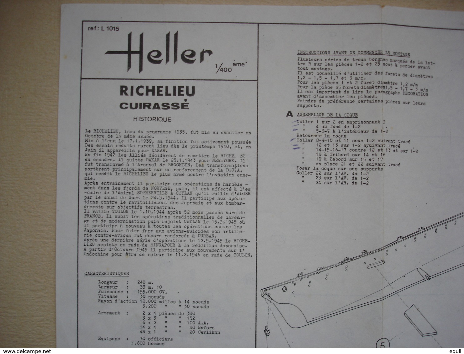 sept plans de maquettes de bateaux militaire et commerce