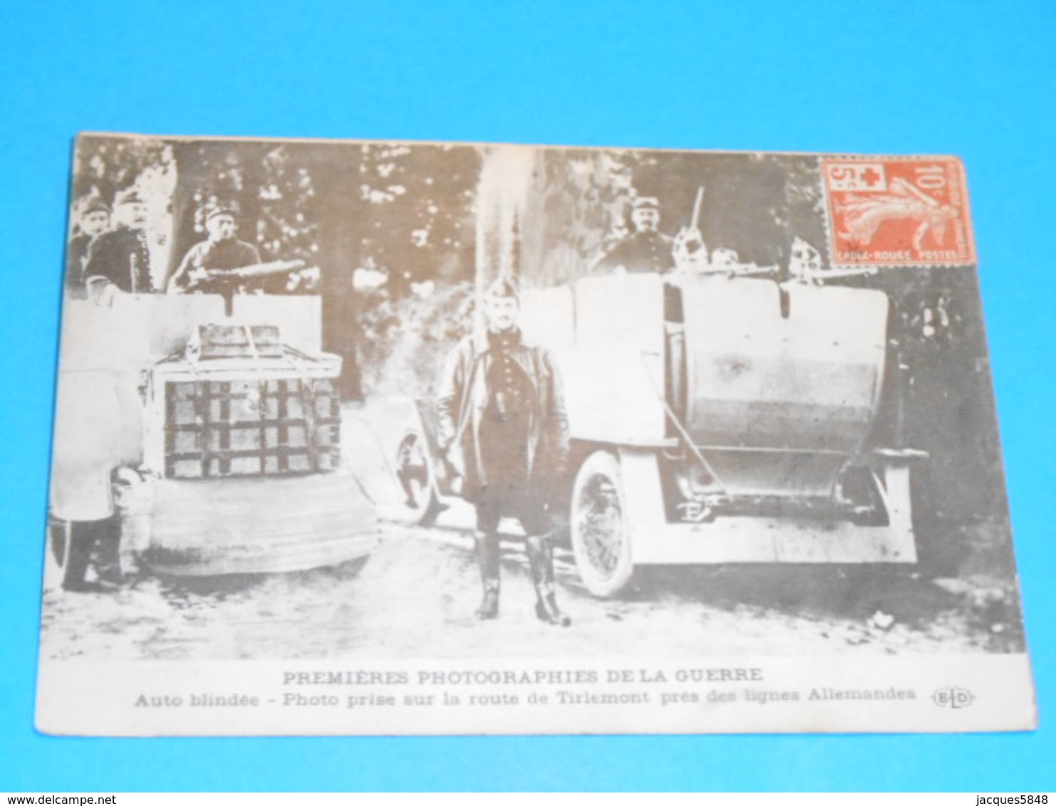 Militaria ) 1914 / 1918 - Auto Blindée : Photo Prise Sur La Route De Tirlemont   -  : EDIT: ELD - Guerre 1914-18