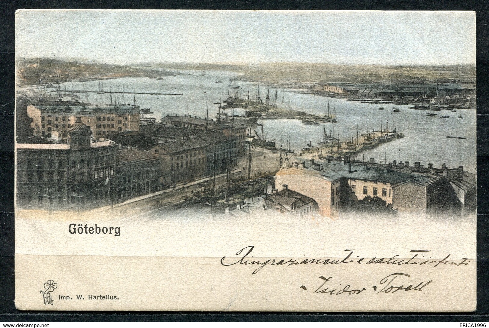 CARTOLINA CV2358 SVEZIA SWEDEN Göteborg, The Harbour, 1901, Viaggiata Per L'Italia, Formato Piccolo, Francobollo Asport - Svezia