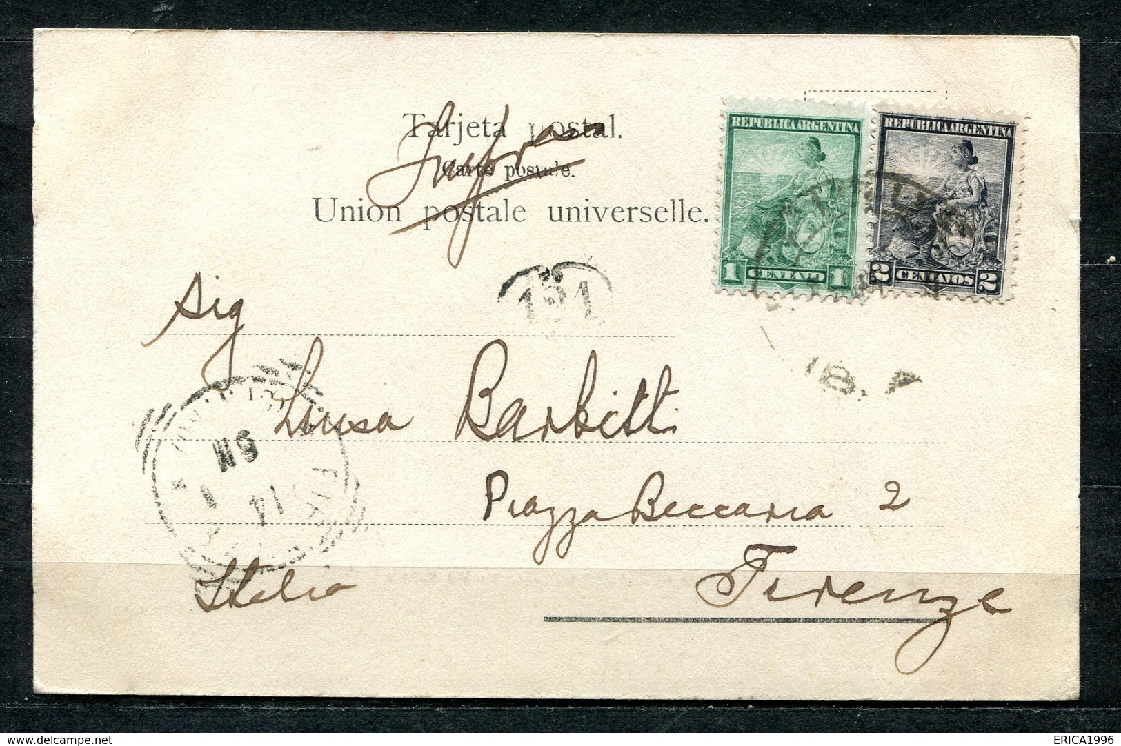 CARTOLINA CV2363 ARGENTINA Rio Parana, Estancia Las Palmas, 1906, Viaggiata Per L'Italia, Formato Piccolo, Ottime Condiz - Argentina