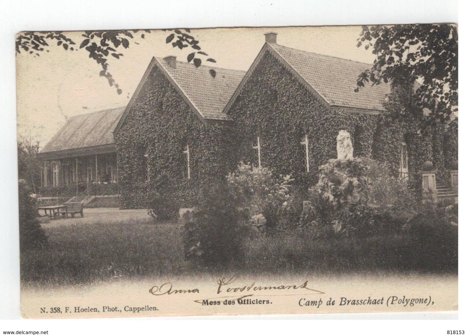 Brasschaat Camp De Brasschaet (Polygone) Mess Des Officiers N.358,F.Hoelen,Phot. Cappellen 1902 - Brasschaat