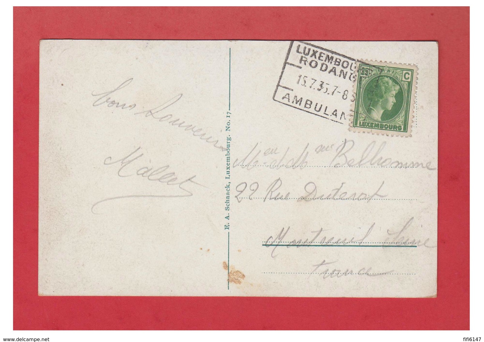 LUXEMBOURG -- POSTE FERROVIAIRE -- AMBULANT "LUXEMBOURG/RODANGE -- CP 15/07/1933-- - Sonstige & Ohne Zuordnung