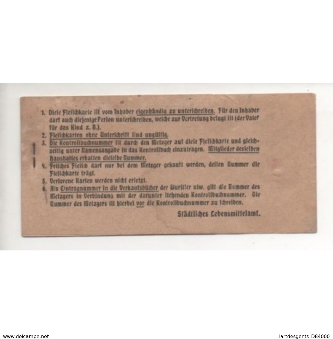 NOTGELD  STRASSBURG ELSASS - Fleichkarte (S202 B) - Autres & Non Classés