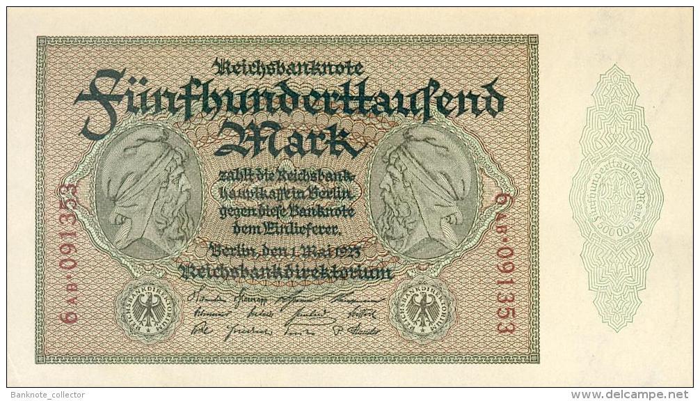 Deutschland, Germany - 500 000 Mark, Reichsbanknote, Ro. 87 E,  ( Serie AB ) UNC -, 1923 ! - 500000 Mark