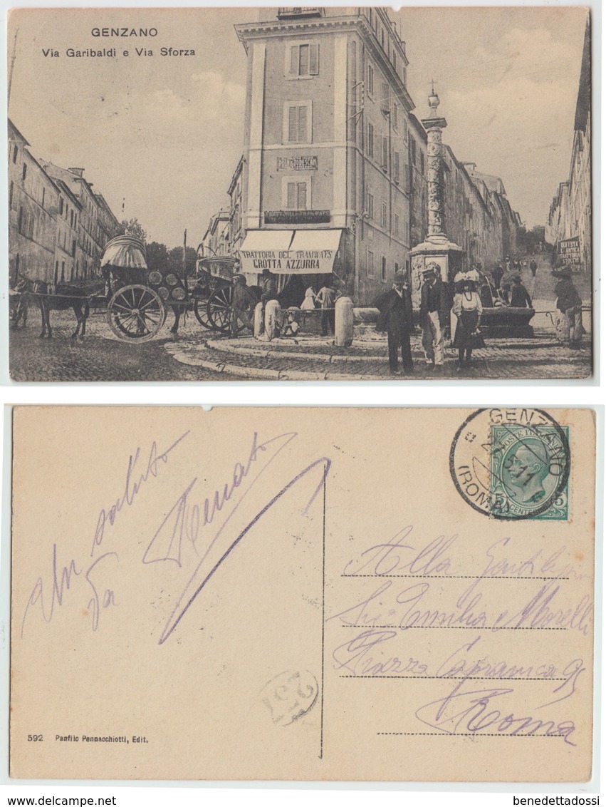 Genzano - Via Garibaldi E Via Sforza, 1911 - Autres & Non Classés