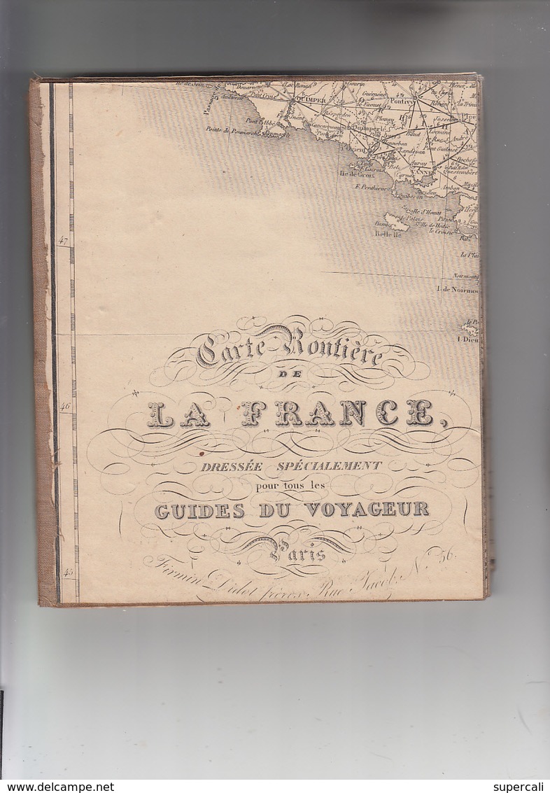 RT32.060 CARTE ROUTIERE TOILEE DE LA FRANCE  PARIS1843. DRESSEE SPECIALEMENT POUR TOUS LES GUIDES DU VOYAGEUR - Cartes Routières