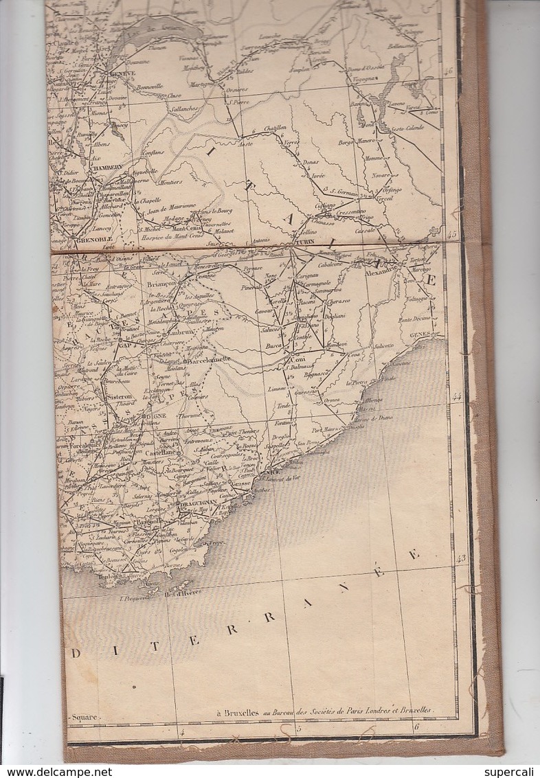 RT32.060 CARTE ROUTIERE TOILEE DE LA FRANCE  PARIS1843. DRESSEE SPECIALEMENT POUR TOUS LES GUIDES DU VOYAGEUR - Cartes Routières