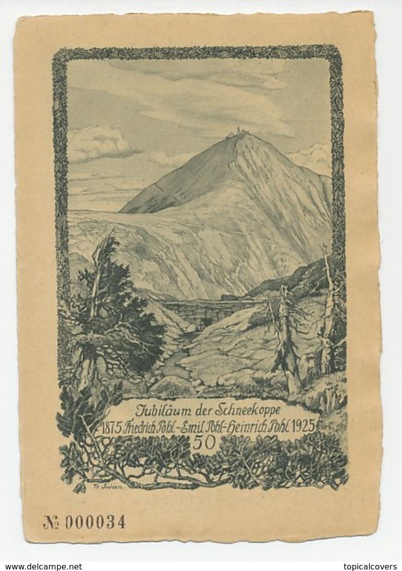 Postal Stationery Germany 1925 Mountain - Schneekoppe - Snow - Autres & Non Classés