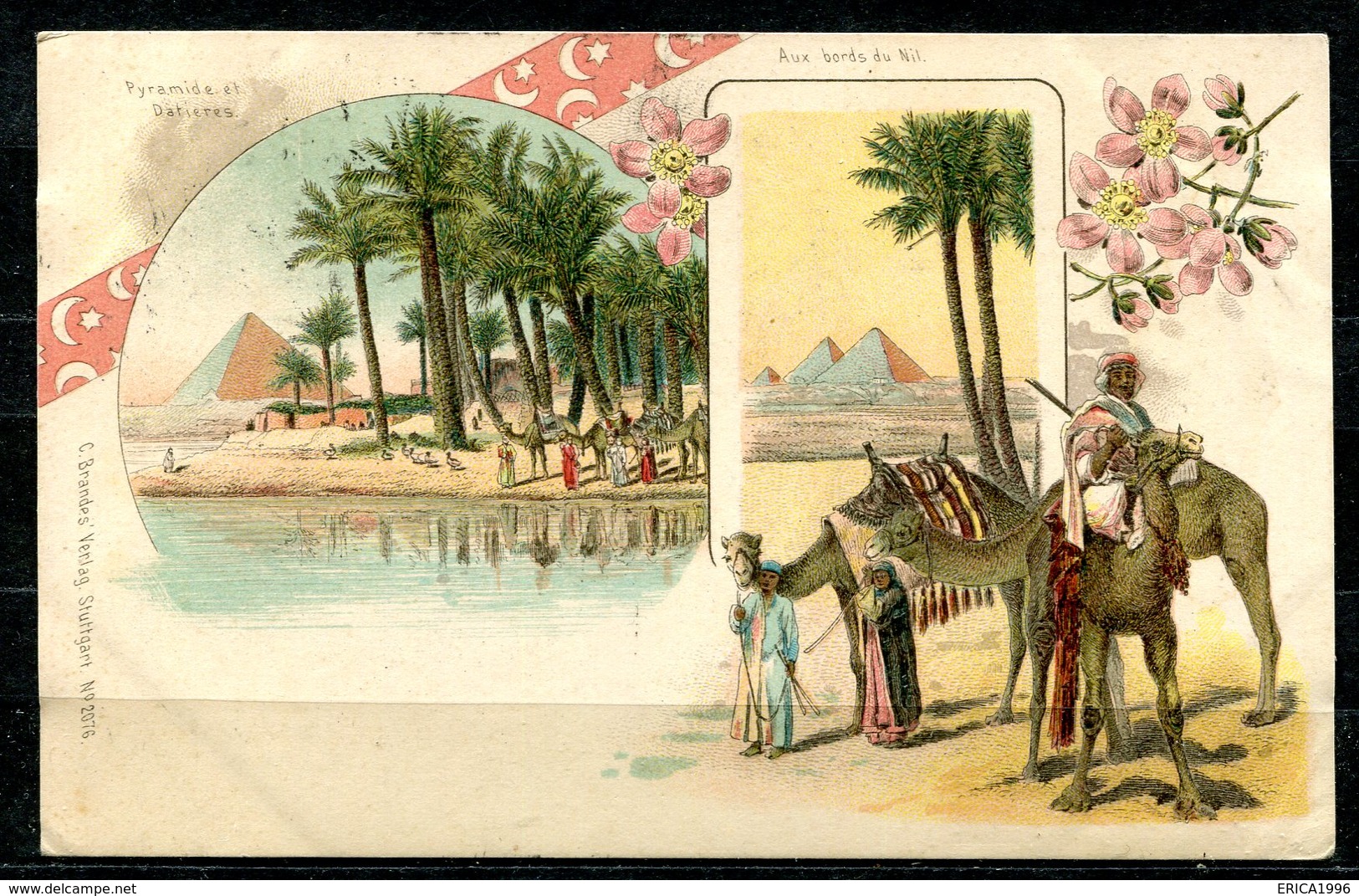 CARTOLINA CV2384 EGITTO EGYPT Piramidi E Datteri, Tipo Gruss Aus, 1901, Viaggiata Per L'Italia, Formato Piccolo, Francob - Piramidi